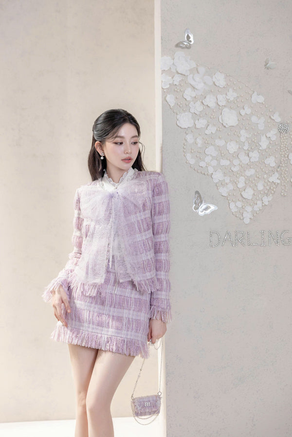 DELILAH SET - Set Tweed Tím Pastel Phối Nơ Voan Tiểu Thư