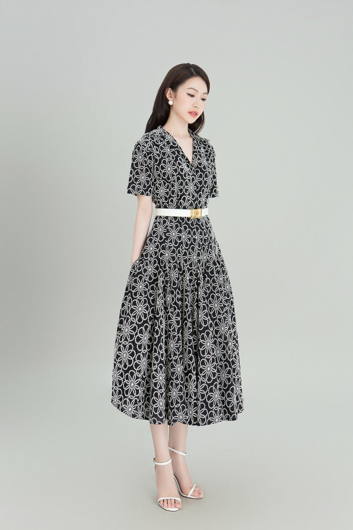 DARLING DIVA Đầm Dài Xòe Họa Tiết Độc Đáo, Bắt Mắt Tracy Dress