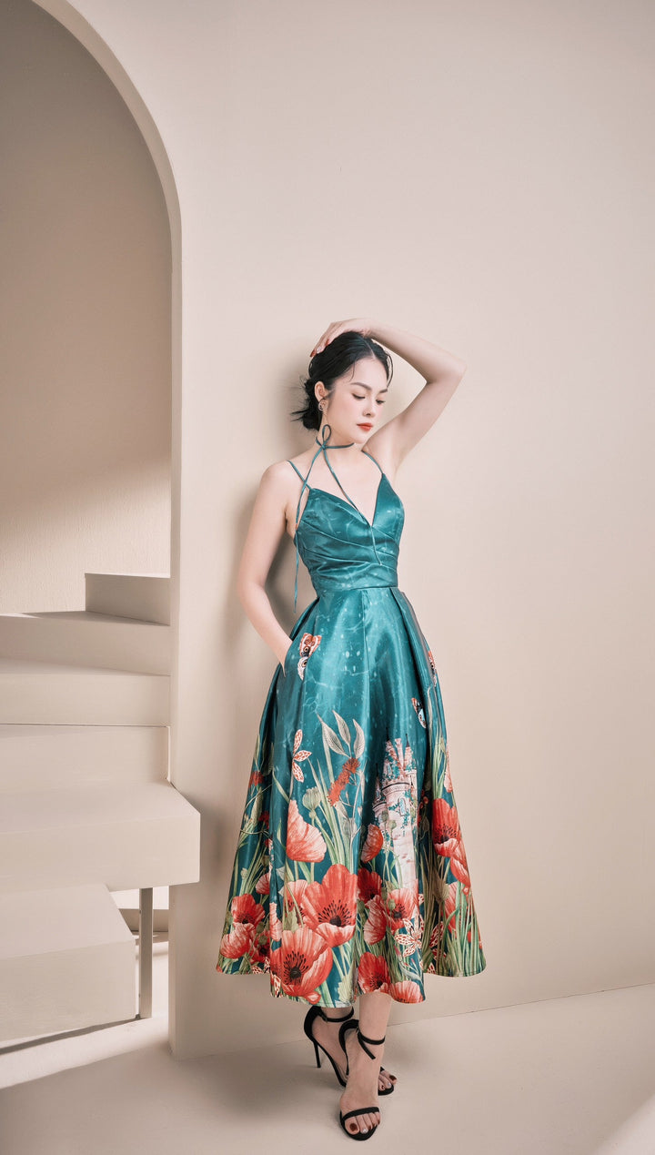 DARLING DIVA Đầm hai dây ngực đổ in họa tiết Adele Dress