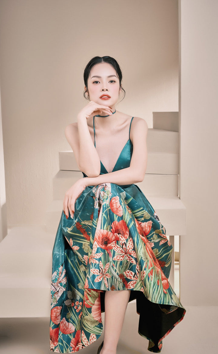 DARLING DIVA Đầm hai dây ngực đổ in họa tiết Adele Dress